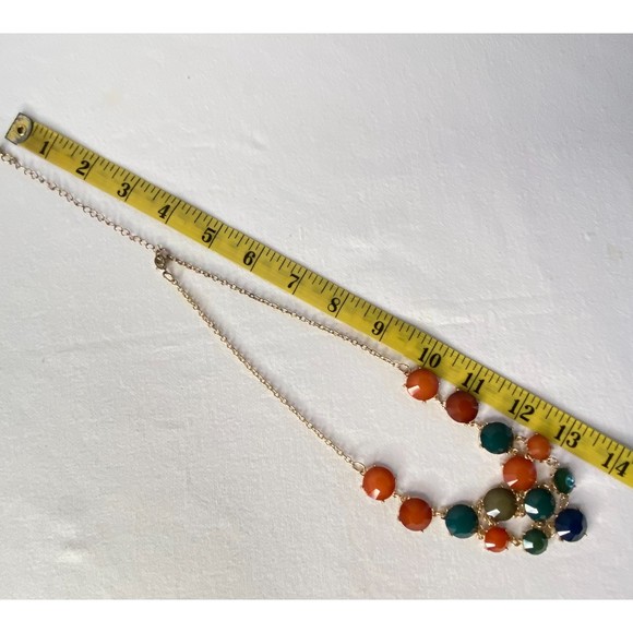 Choker Bib Necklace Multicolor Faceted Acrylic Stones - Picture 5 of 7